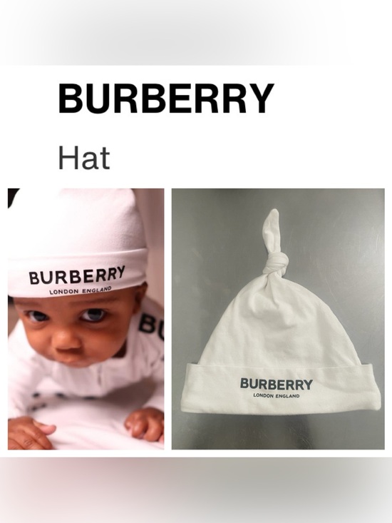 Burberry Other - BURBERRY White Unisex Baby / Toddler Knot Hat With Logo - XXS